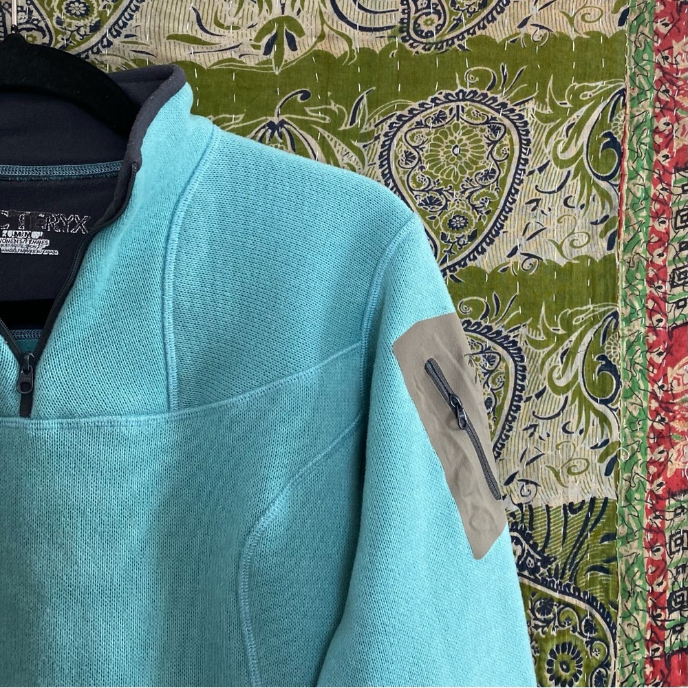 Arc'teryx Light Turquoise Quarter Zip Polartec Pullover Fleece Jacket Size M - Picture 3 of 14